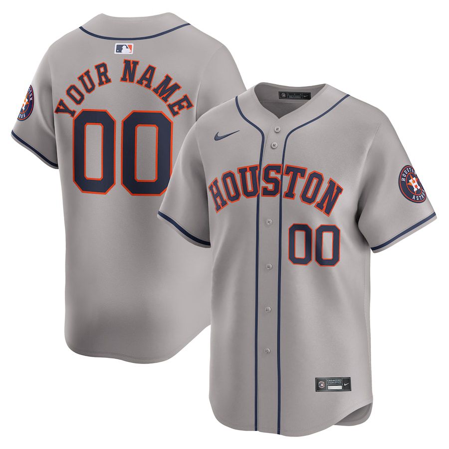 Men Houston Astros Nike Gray Away Limited Custom MLB Jersey->houston astros->MLB Jersey